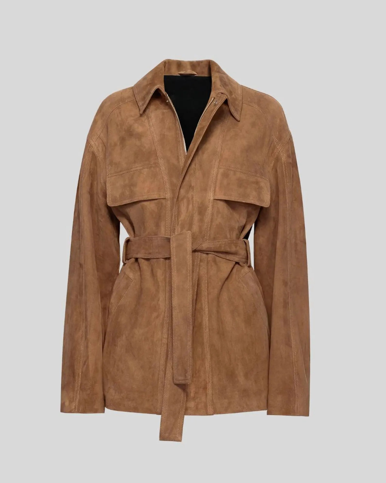 Women’s Tan Suede Belted Jacket – Handmade Short Coat With Waist Tie - Etsy | Etsy (US)