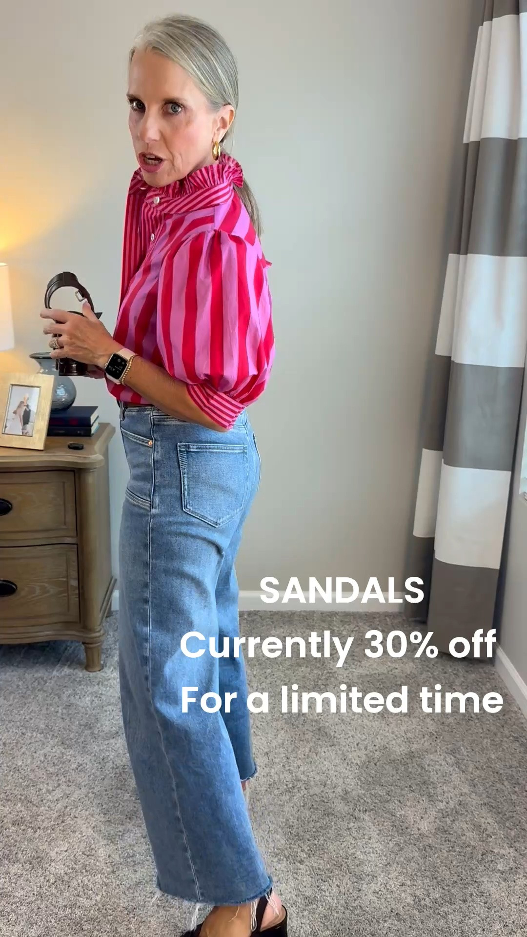 Small shirt/27 jeans/38 sandal (I wear a 7.5) in the sandal I can do 38 or 39 for length, but the 39 is a little wide on my narrow foot

#LTKootd #LTKSaleAlert #LTKOver40