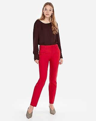 Express Womens Petite Mid Rise Columnist Ankle Pant | Express