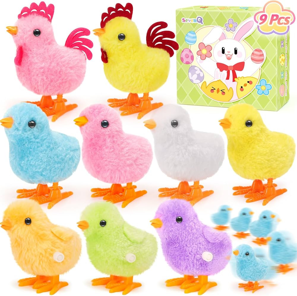Wind Up Toys for Kids Easter Basket Stuffers, 9Pcs Jumping Plush Chicks Small Fidget Toys for Eas... | Amazon (US)