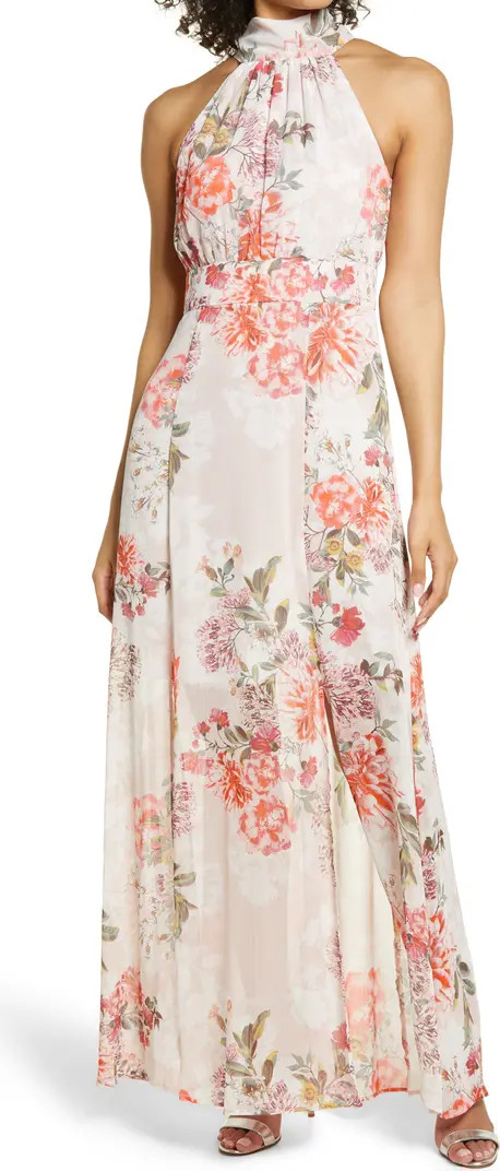 Eliza J Floral Halter Neck Slim Maxi Dress | Nordstrom | Nordstrom