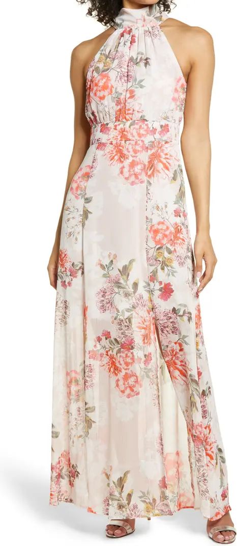 Eliza J Floral Halter Neck Slim Maxi Dress | Nordstrom | Nordstrom