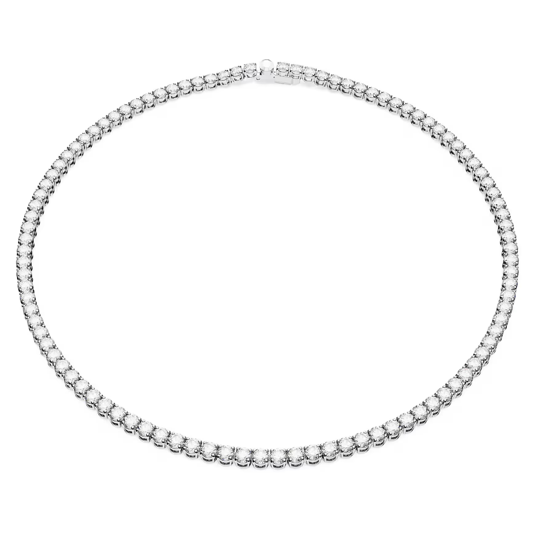 Matrix Tennis necklace, Round cut, White, Rhodium plated by SWAROVSKI | SWAROVSKI