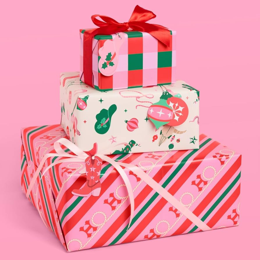 xo, Fetti Western Wrapping Paper + Tag Set - 12 Sheets | Cowboy Birthday Gift Wrap, Decorative Ch... | Amazon (US)
