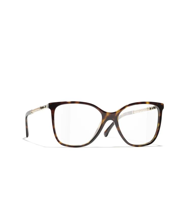 Eyeglasses: Square Eyeglasses, acetate & glass pearls — Fashion | CHANEL | Chanel, Inc. (US)