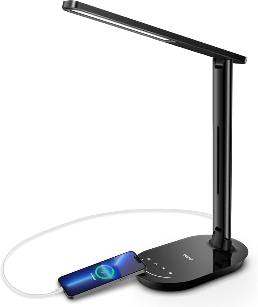 LASTAR LED Desk Lamp, Dimmable Eye-Protecting Table Lamps with Night Light, USB Charging Port, 4 ... | Amazon (US)