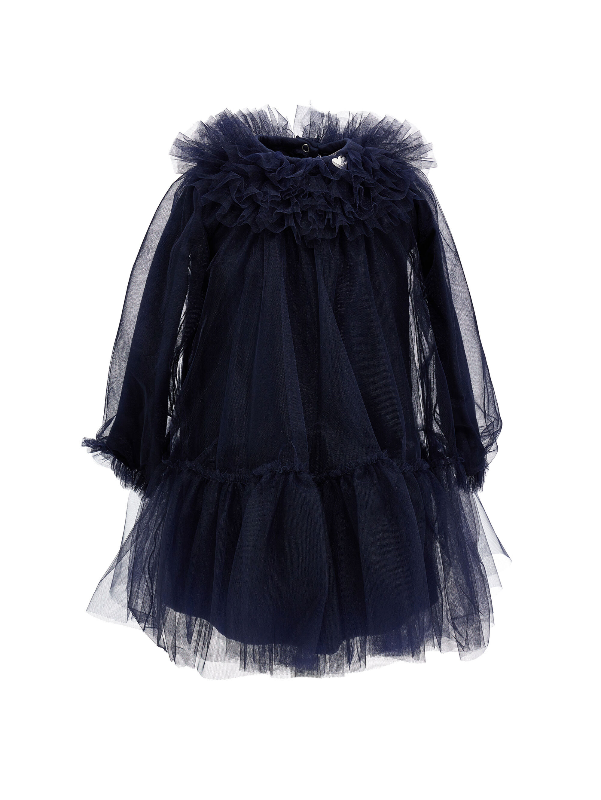 Silk-touch tulle dress with trim | Monnalisa