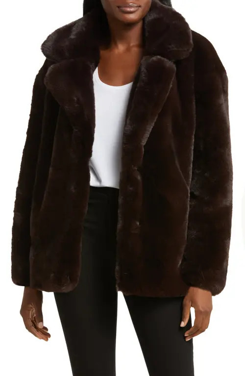 BLANKNYC Faux Fur Coat in Americano at Nordstrom, Size Small | Nordstrom
