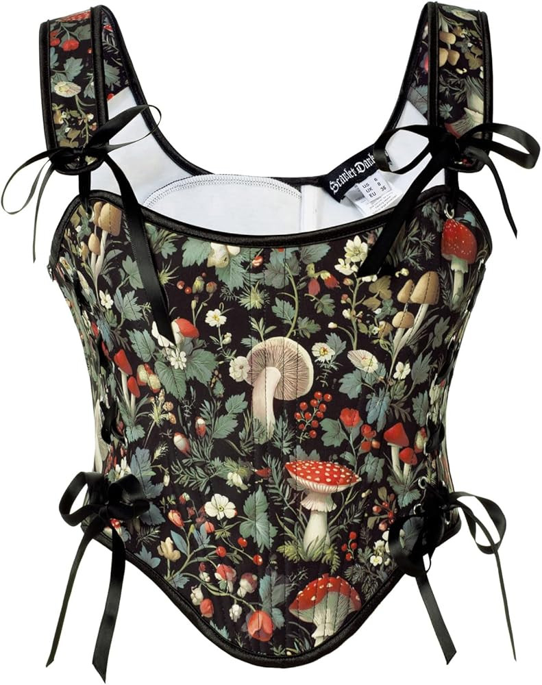 Scarlet Darkness Corset Tops for Women Renaissance Lace Up Floral Bustier Tops Size 6-16 | Amazon (US)