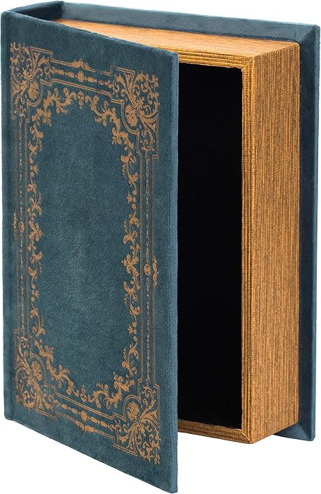 Vintiquewise Decorative Vintage Book Shaped Trinket Storage Box - Blue | Amazon (US)