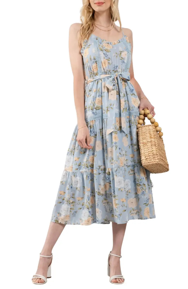 Floral Print Tiered Midi Dress | Nordstrom Rack