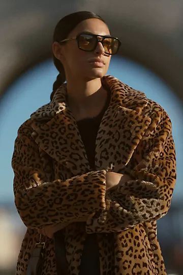 Maeve Animal Print Faux Fur Coat | Anthropologie (US)