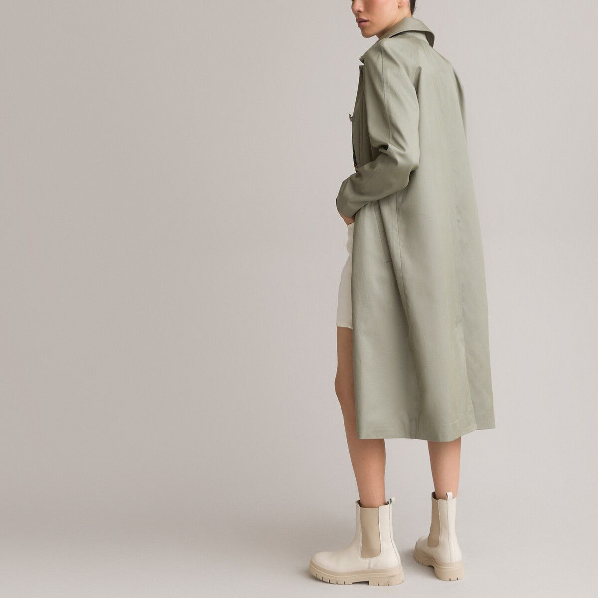 Buttoned Mid-Length Trench Coat | La Redoute (UK)