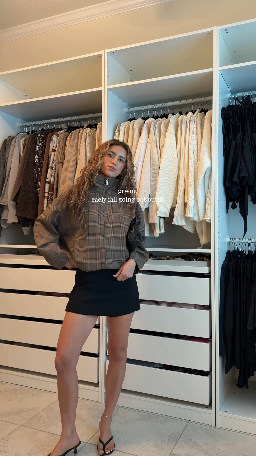 Minimalist going out outfit for early fall! 🤎 wearing xs in the skirt and jacket + small in the sweater top

#LTKootd #LTKgrwm