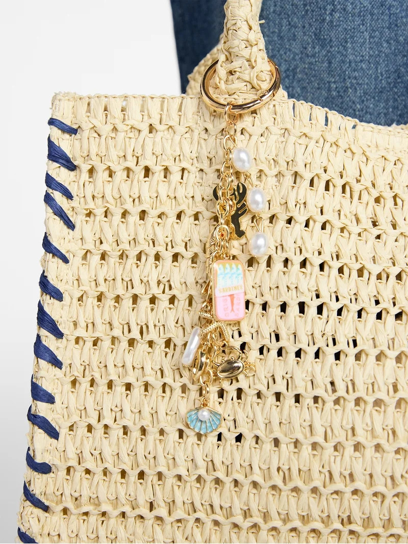 No Boundaries Women's Beach Icons Bag Charm, Gold Shell Clutter Charm | Walmart (US)