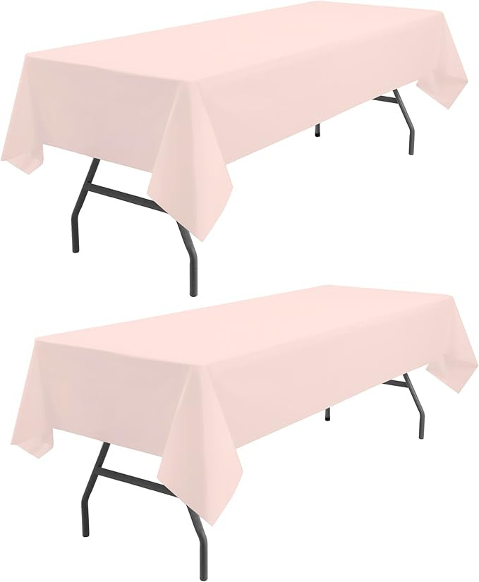 odibo Light Pink Tablecloths Plastic 2 Pack Disposable Table Covers 54 x 108 Inch. Pastel Pale Pi... | Amazon (US)