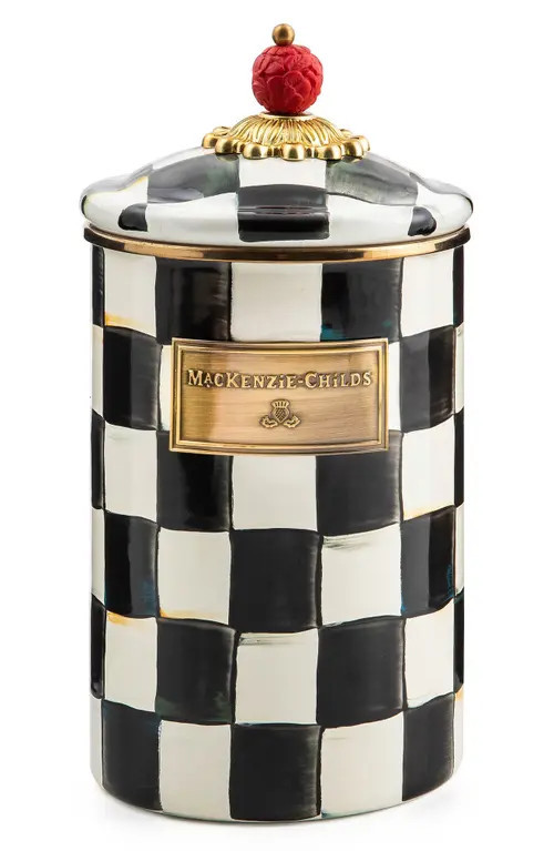 MACKENZIE CHILDS Courtly Check Enamel Canister in Black/White at Nordstrom | Nordstrom