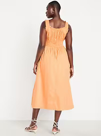 Waist-Defined Ruffled Midi Dress | Old Navy (US)