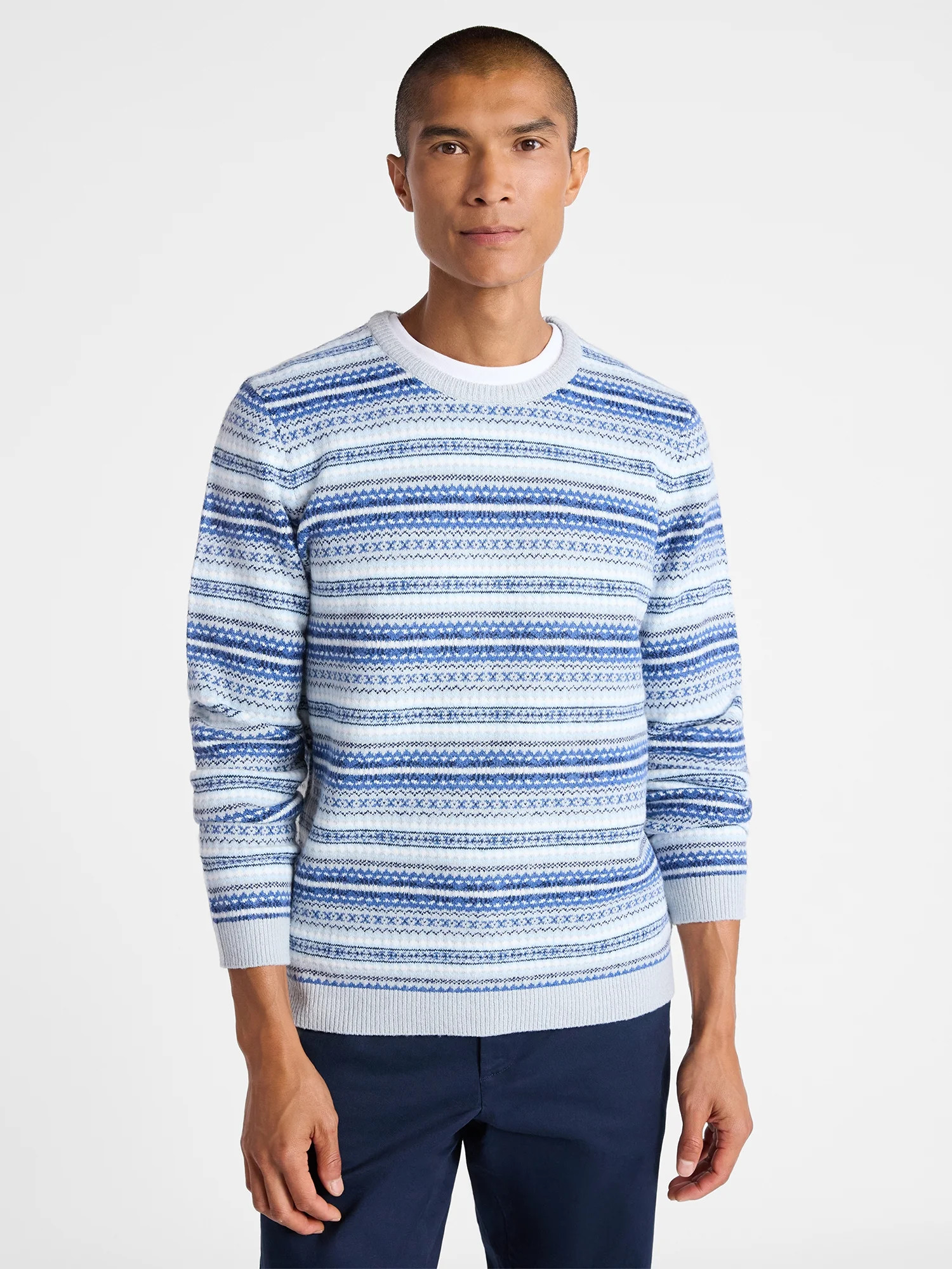 Free Assembly Men's Fair Isle Sweater with Long Sleeves, Size XS-3XL | Walmart (US)