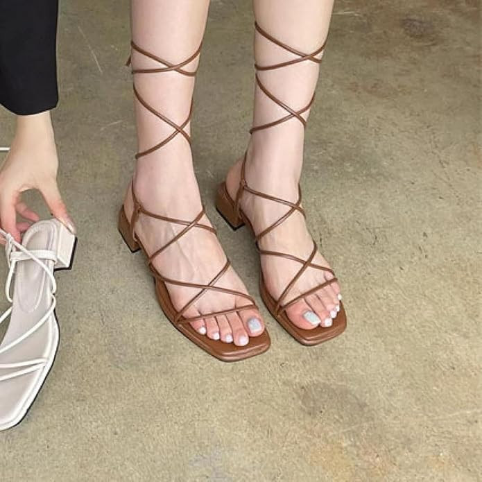 Women's Sandals Summer Lace up Hollow Design High Top Casual Shoes | Amazon (US)