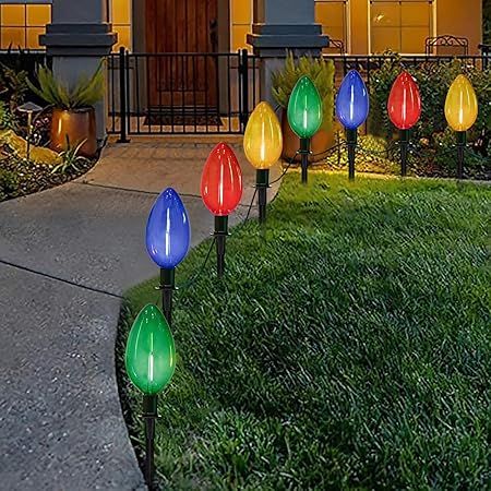 2 Pack C9 Christmas Pathway Lights Outdoor Total 34.8 Ft 20 Lights Waterproof Connectable Walkway... | Amazon (US)