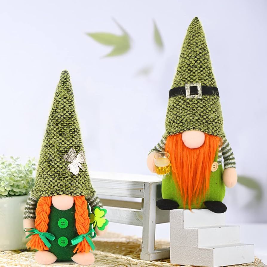Deco&Dot St Patricks Day Gnomes, 2Pcs Handmade St Patricks Day Gnome Decor, Holiday Gnomes Plush ... | Amazon (US)