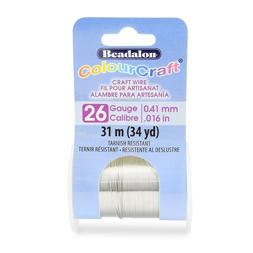 Beadalon ColourCraft Wire, 26 Gauge / 0.41 mm, Silver Color, 31.0 m / 34 yd Spool | Amazon (US)