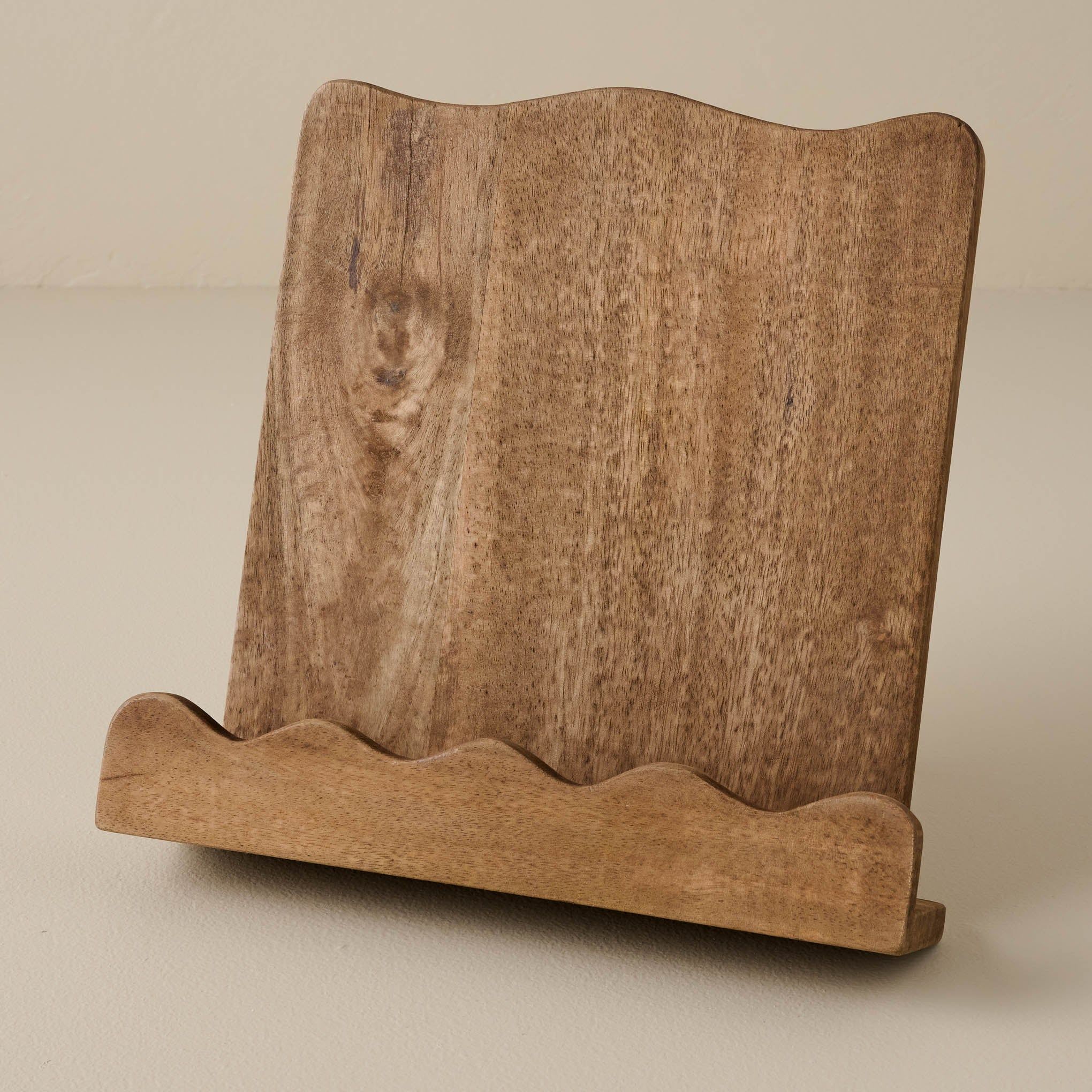 Antiqued Wood Scalloped Cookbook Holder | Magnolia