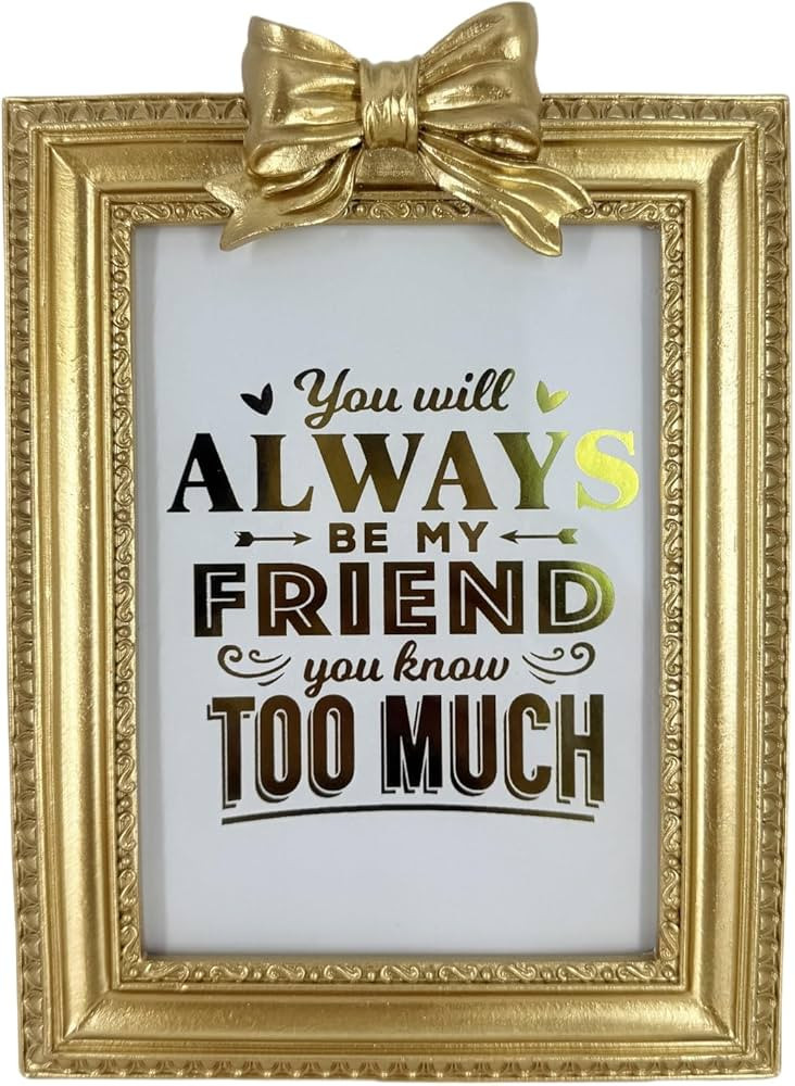 5x7 Gold Picture Frame with Cute Bow on Top, Ornate Photo Frames 5 by 7 Golden Satin Bow Finish D... | Amazon (US)