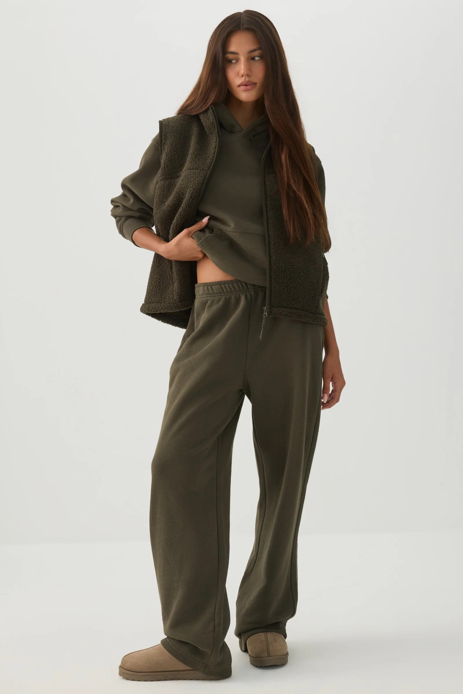 MADESOFT\u2122 Fleece Straight Leg Sweatpants Wild Olive | Ardene Canada | Ardene US