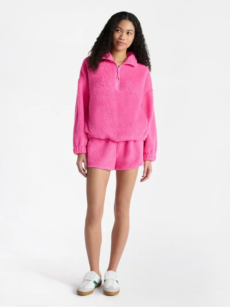 No Boundaries Plush Half-Zip Pullover, Women's and Plus | Walmart (US)