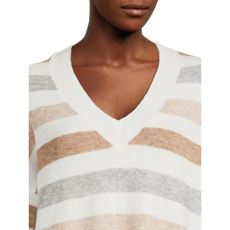 Dreamers by Debut Women's Oversized V-Neck Sweater - Walmart.com | Walmart (US)