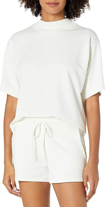 The Drop Women's Adeline Loose Short Sleeve Mockneck Drop Shoulder T-Shirt | Amazon (US)