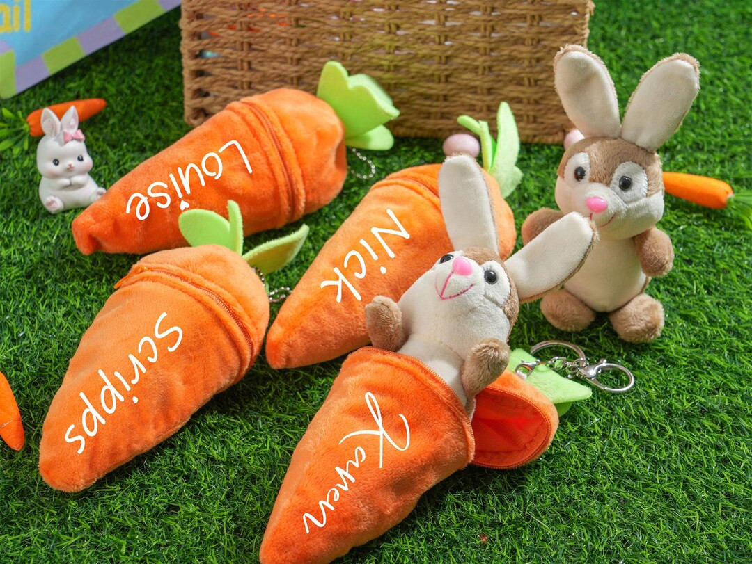 Custom Easter Plush Rabbit Keychain,personalized Easter Bunny Rabbit,reversible Carrot Bunny,east... | Etsy (US)
