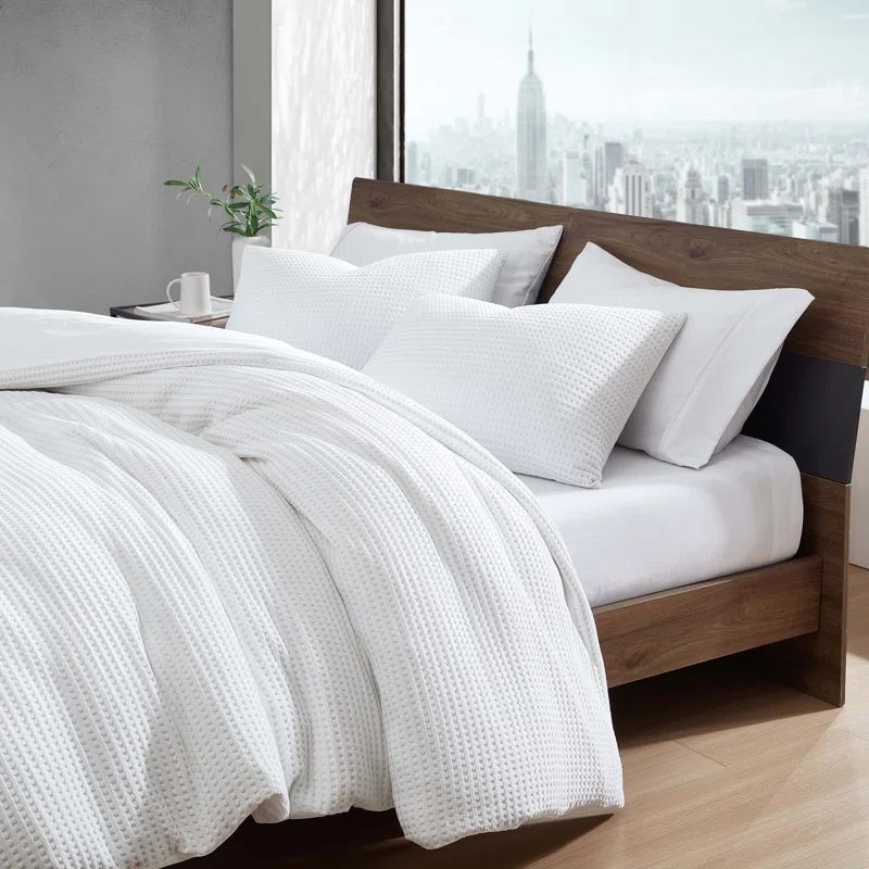 Kenneth Cole Solid Waffle Reversible Comforter Set | Wayfair North America