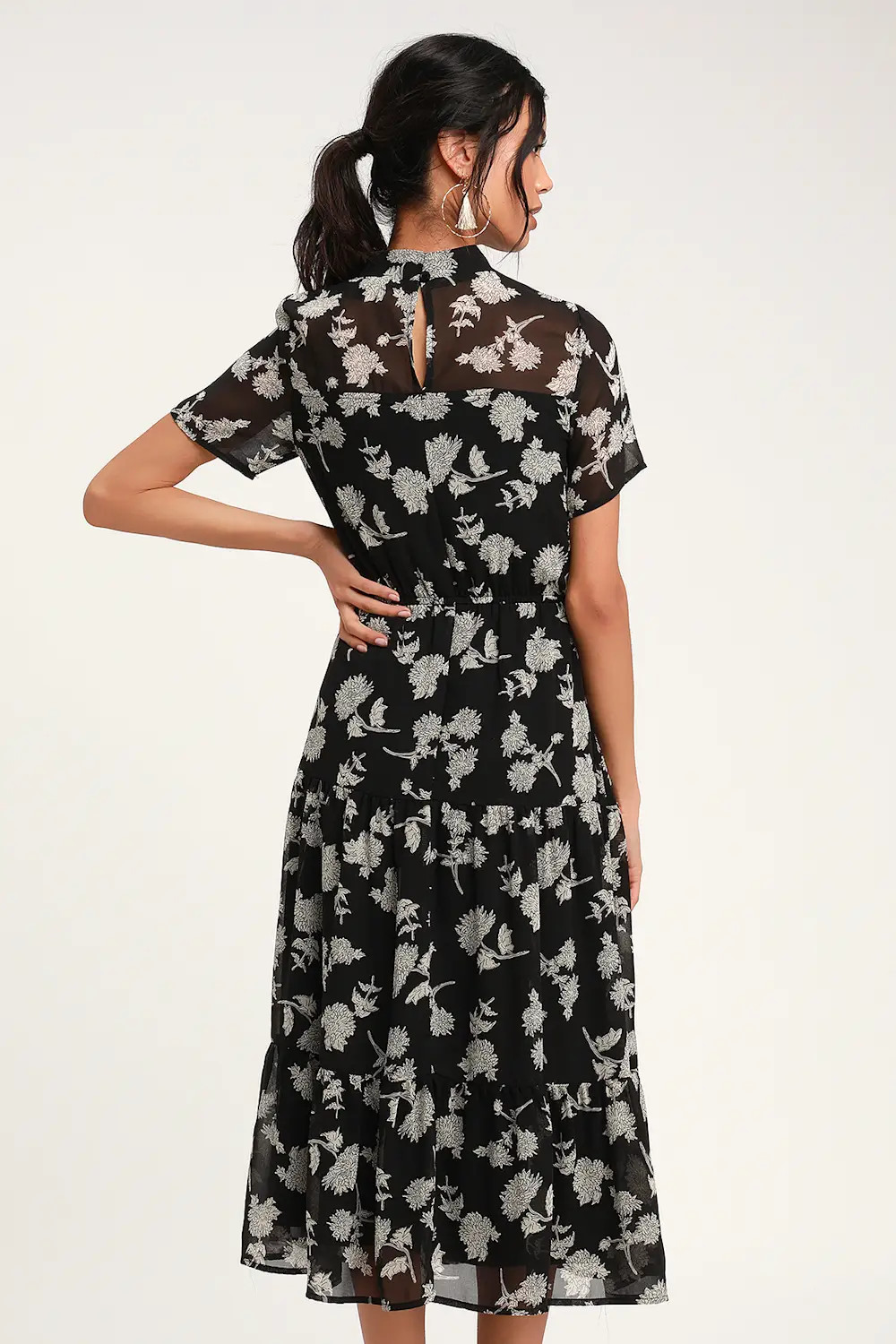 Floral Dressed Up Black Floral Print Midi Dress | Lulus (US)