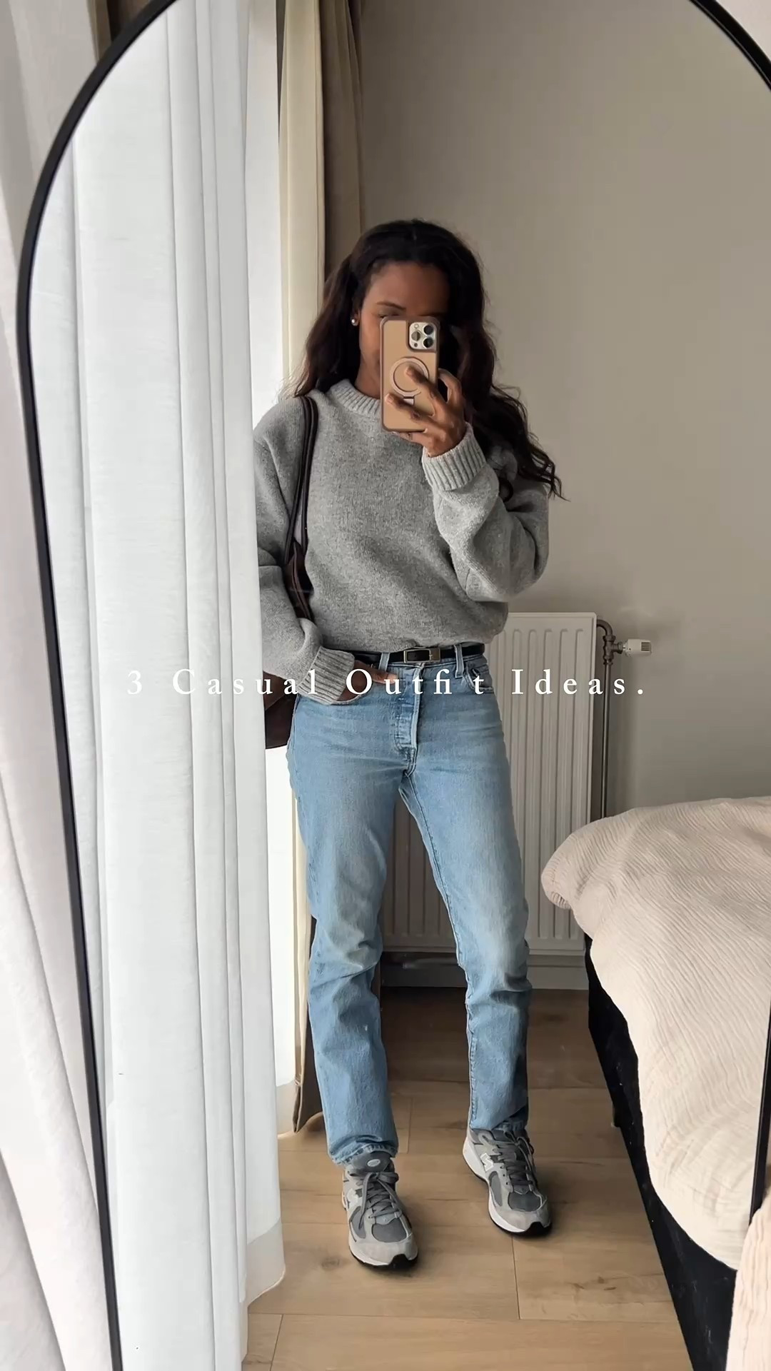 3 casual outfit ideas featuring my fave adidas leopard print sambas, this asos genuine suede bag I’ve been wearing all winter. My new balance 2002r that are extremely comfortable. And this beautiful suede trench i broke out of the back of the closet from the fall. 