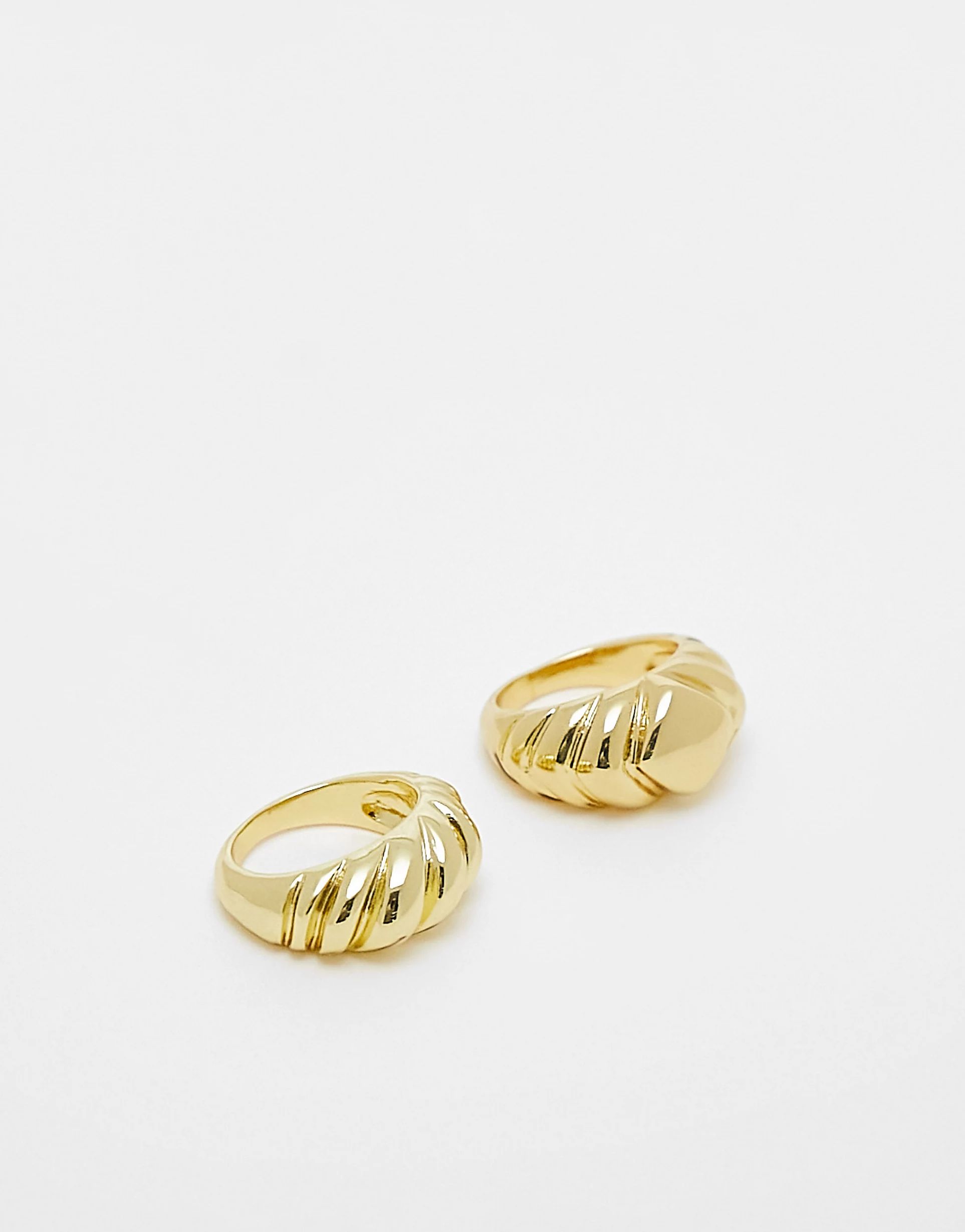 Pieces 18k plated textured 2 pack rings in gold | ASOS (Global)