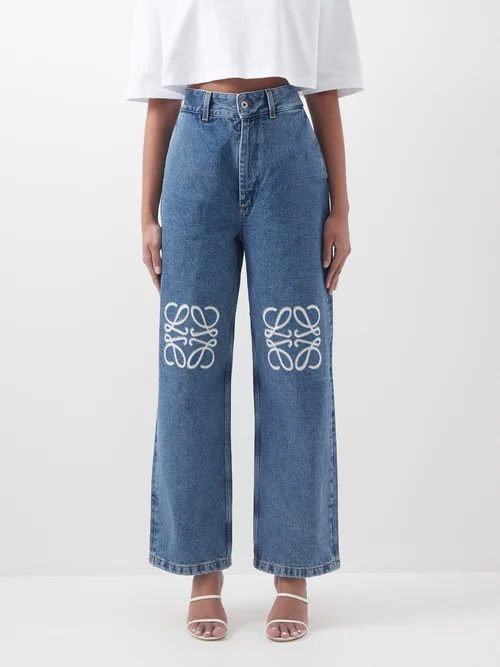 Loewe - Anagram-appliqué Wide-leg Jeans - Womens - Denim | Matches (UK)