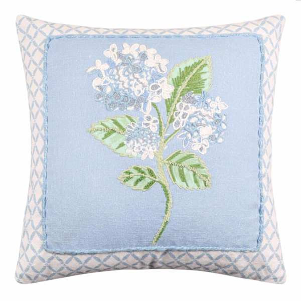 Embroidered Hydrangea Throw Pillow, 18" | At Home