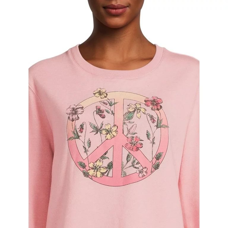 Positivitees Women's Burnout Graphic Fleece Sweatshirt | Walmart (US)