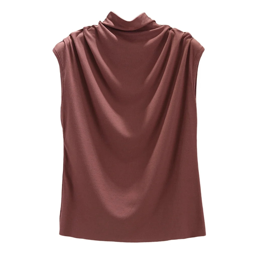 Sleeveless Casual Tops for Women Turtleneck Sleeveless Cotton Solid Loose Tunic Tee Shirt Tank T ... | Walmart (US)