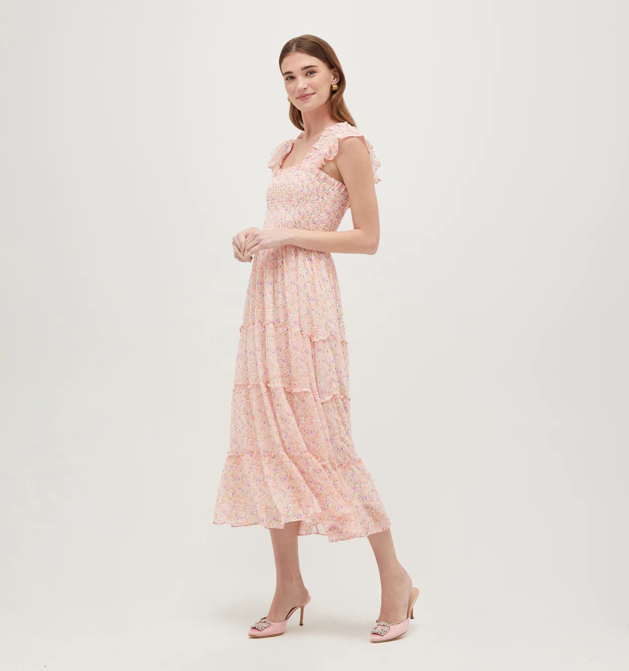 The Ellie Nap Dress - Coral Baroque Shell Cotton Sateen | Hill House Home