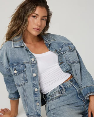 Women's Vuori Vintage Oversized Denim Jacket | Light Wash Indigo Denim | Medium | Vuori Clothing (US & Canada)
