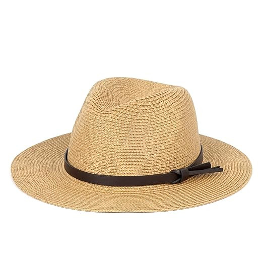 Womens Panama Straw Hat Ladies Wide Brim Foldable Roll up Fedora Beach Sun hat UPF 50+ | Amazon (US)