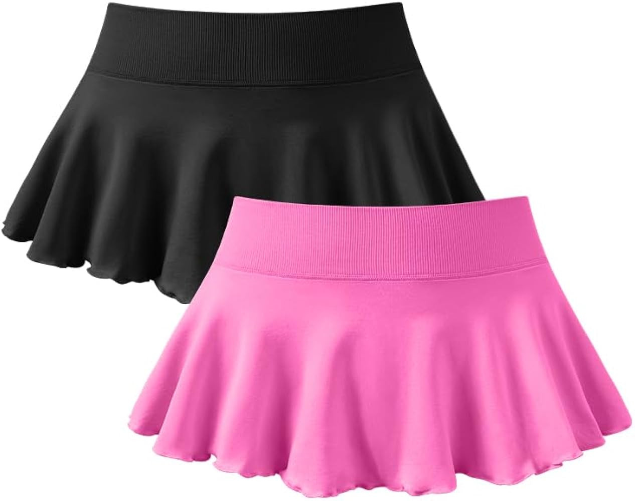 OQQ Women 2 Piece Mini Skirts 2 in 1 Flowy Sexy Basic Stretchy Flared Casual Skirts | Amazon (US)