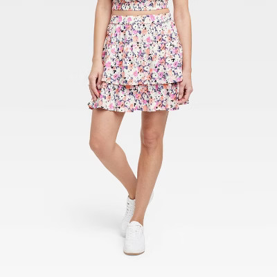 Women's Tiered Mini Skirt - Universal Thread™ Cream Floral | Target
