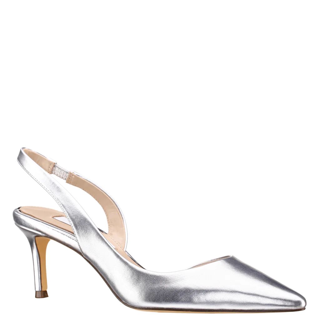 NINA60S-Women's Silver Metallic Pointed-Toe Mid-Heel Classic Pump | Nina Shoes