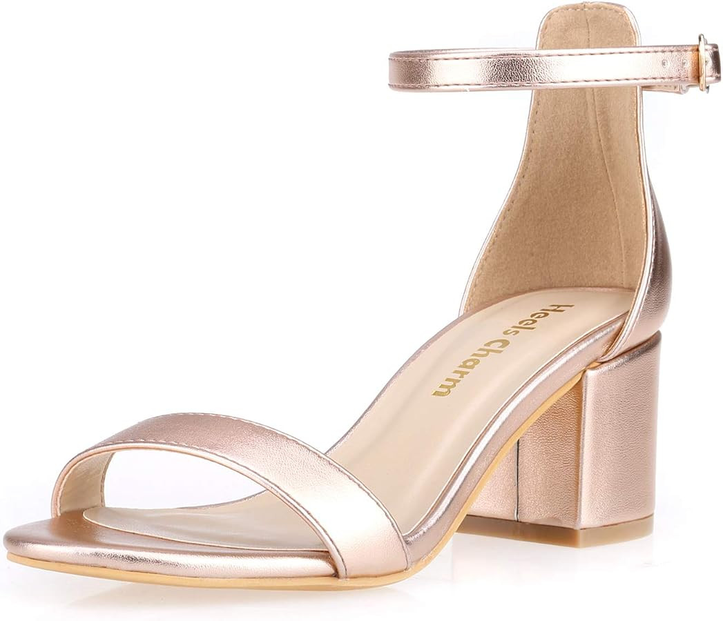 Women's Strappy Chunky Block Low Heeled Sandals 2 Inch Open Toe Ankle Strap High Heel Dress Sanda... | Amazon (US)