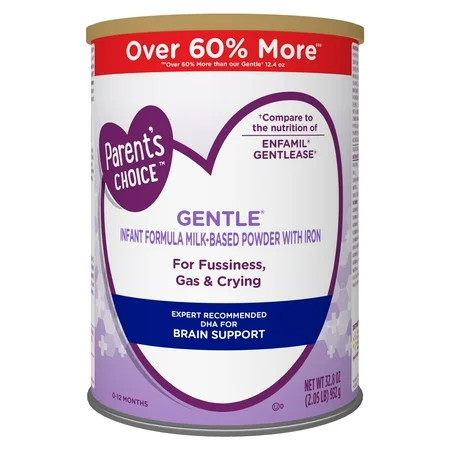 Parent's Choice Gentle Infant Formula Powder with Iron; for Fussiness, Gas and Crying, 32.8 oz | Walmart (US)
